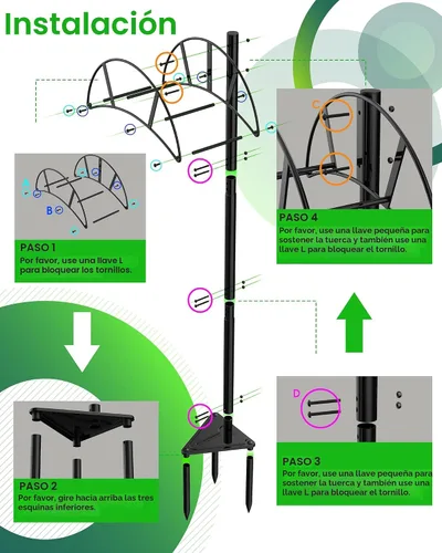 Miniatura 5 de Meykwod Soporte para manguera de jardín independiente, organizador de manguera resistente para patio exterior, resistente para sostener 150 pies