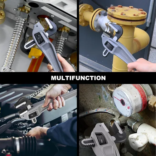 Miniatura 6 de HAUTMEC Llave de tubería compensada de aluminio de 14 pulgadas, llave de fontanería ajustable resistente, capacidad de mandíbula de 2 pulgadas