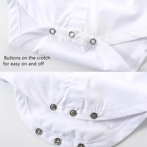 Miniatura 3 de Kimocat Conjunto de trajes de caballero para bebé, camisa corta de verano, corbatín + pantalones con babero, conjunto de ropa