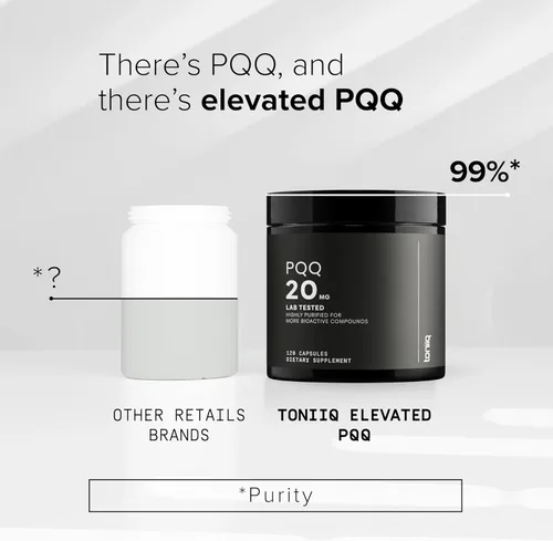 Miniatura 3 de Toniiq Suplemento de 99% + 20 mg - Fórmula concentrada PQQ de 20 mg de pureza ultra alta - PQQ 20 mg 120 cápsulas - Suplemento de pirroloquinolina