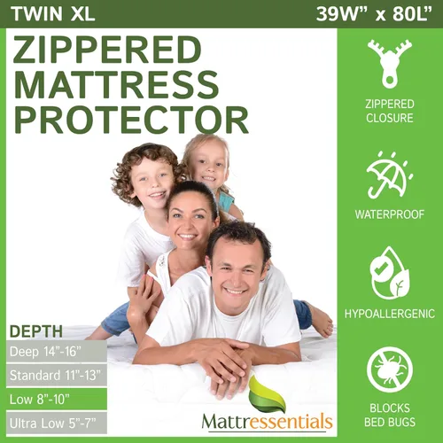 Miniatura 22 de Protector de colchón completo con cremallera (5 a 7 pulgadas de profundidad), funda de colchón impermeable para chinches de cama, funda