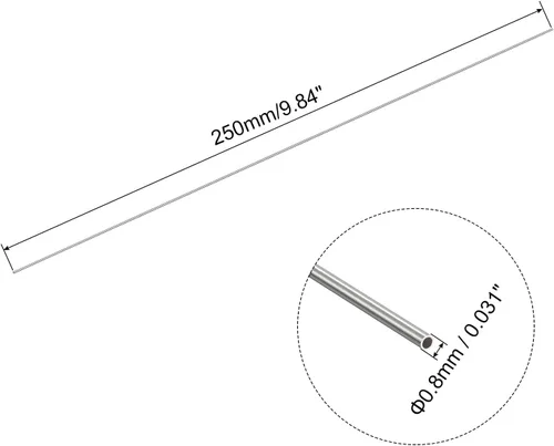Miniatura 2 de uxcell Tubo capilar del acero inoxidable 304, tubería gruesa del metal de la longitud de la pared 820.2 ft m del OD 2.6 ft m x 0.3 ft m