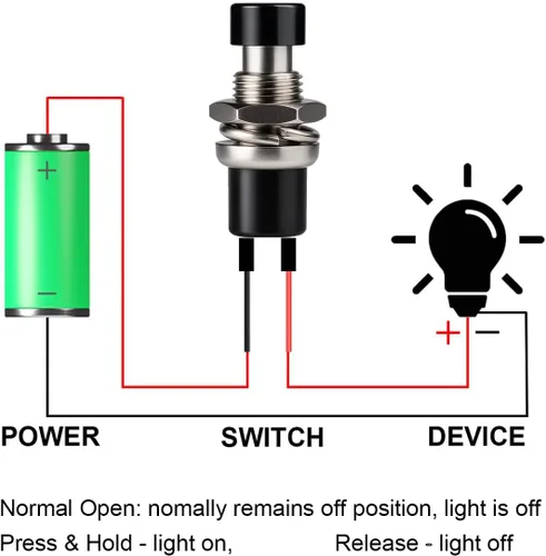 Miniatura 5 de Gebildet 10 piezas de botón de presión momentáneo mini precableado negro 3V-6V-12V-24V-230V/1A, SPST normalmente abierto ON/Off, botón redondo de 2