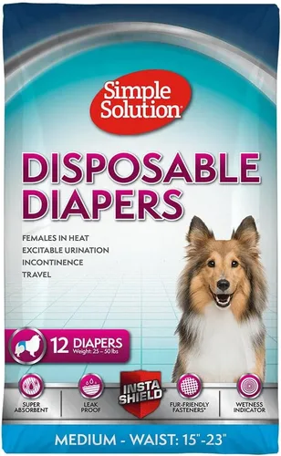 Miniatura 18 de Simple Solution - Pañales desechables para perras Super absorbentes, a prueba de fugas Para hembras en celo, que se orinan por la emoción