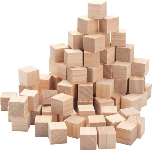 Miniatura 7 de Bloques de madera para manualidades de 1 pulgada, 50 bloques de madera en blanco para manualidades, cubos pequeños de madera maciza sin terminar