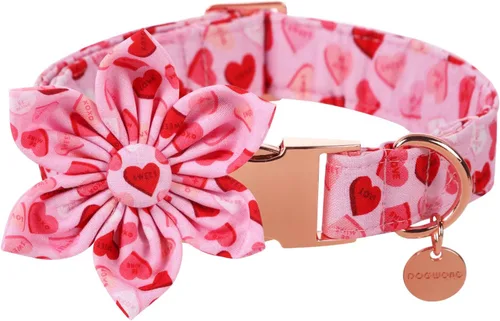 Miniatura 26 de DOGWONG Collar de perro de San Valentín con pajarita, corazón azul, perfecto para perros pequeños, medianos y grandes, patrón de corazón, pajarita
