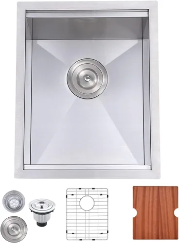 Miniatura 12 de SHACO Fregadero de cocina de 28 pulgadas, fregadero de montaje superior de acero inoxidable T304 de 16 calibre hecho a mano comercial, fregadero