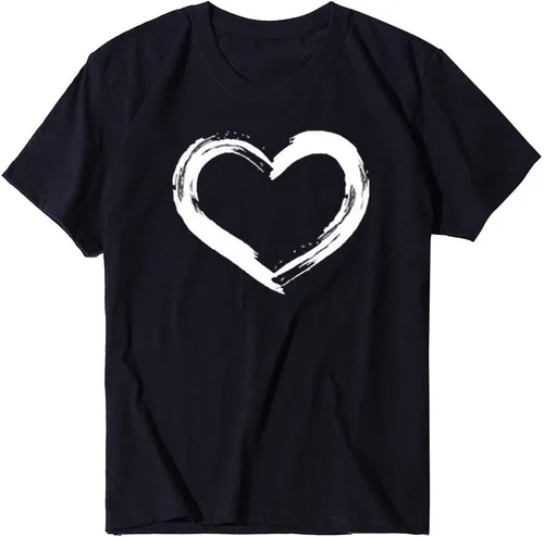 Miniatura 5 de Camisetas de manga corta con estampado de corazón para mujer, camisetas de ajuste regular, linda y divertida, ropa de regalo 2023