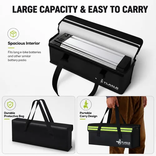 Miniatura 3 de FLASLD Lipo - Paquete de 2 bolsas ignífugas para bicicletas eléctricas, estuche de carga de batería, bolsa a prueba de explosiones, gran capacidad