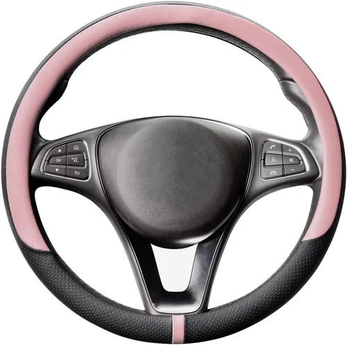 Miniatura 14 de COFIT Funda transpirable para volante de automóvil de 15 pulgadas, protector de cuero universal antideslizante para volante de automóvil, accesorios
