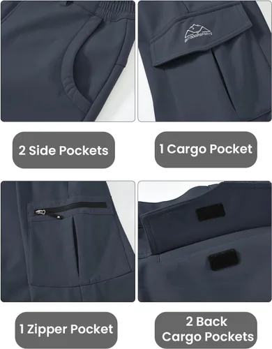 Miniatura 5 de TBMPOY Pantalones de esquí de nieve para hombre, impermeables, softshell, para snowboard, senderismo, forro polar, resistentes al desgaste y al