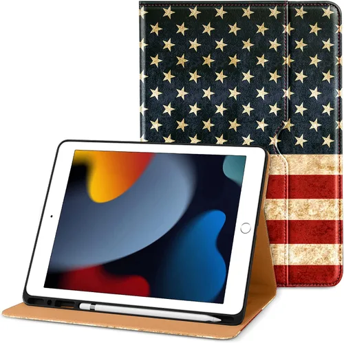 Miniatura 13 de DTTO para iPad de 9ª/8ª/7ª generación de 10.2 pulgadas 2021/2020/2019, funda tipo cartera de negocios de cuero premium con soporte para Apple Pencil