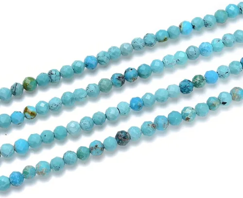 Miniatura 9 de Adabele Cuentas redondas facetadas pequeñas de 0.118 in con piedras preciosas de amazonita azul natural de 15 pulgadas