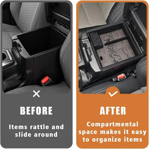 Miniatura 5 de TripleAliners Organizador de Consola Central para Tacoma 2023 con Insertos de Ribete de Cuero Compatible con Toyota Tacoma 2016 2017 2018 2019 2020