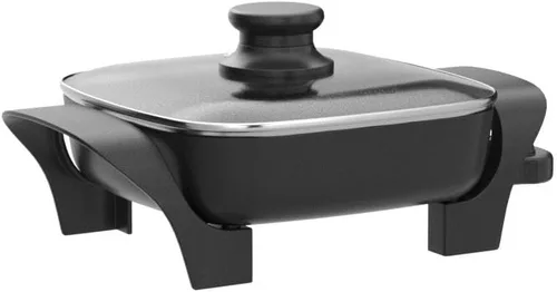 Miniatura 4 de Elite Gourmet EG808 - Sartén eléctrica antiadherente de 8 x 8 pulgadas, apta para lavavajillas con tapa ventilada de vidrio templado, calentamiento