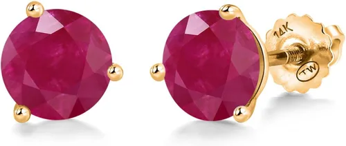 Miniatura 121 de Gem Stone King Aretes de Martini de oro amarillo de 14 quilates Aretes de tuerca de 3 puntas para mujeres y hombres Redondos de 0.236 pulgadas