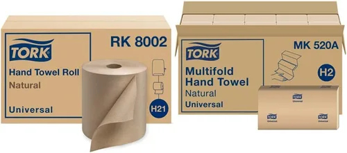 Miniatura 10 de Tork Rollo de toalla de mano de papel natural H21 100% fibra reciclada, ajuste universal, 6 rollos x 800 pies (RK8002)