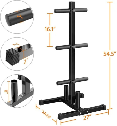 Miniatura 2 de Yaheetech Soporte para placas de mancuernas y mancuernas de 2 pulgadas para árbol olímpico, soporte para placa de parachoques de peso con 2 soportes