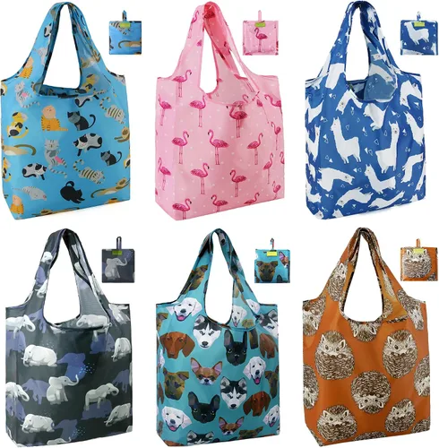 Miniatura 15 de Bolsas de la compra de animales reutilizables plegables bolsas de comestibles
