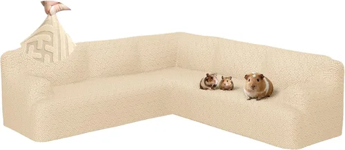Miniatura 22 de Fundas para sofá seccional en forma de L de 1 pieza, fundas de esquina elásticas para sofá, funda de sofá antideslizante, lavable, fundas de sofá