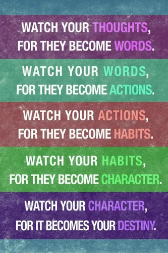 Laminated Watch Your Thoughts - Cartel motivacional inspirador, motivador, animador, colorido, texturizado, trabajo en equipo, cita inspiradora,