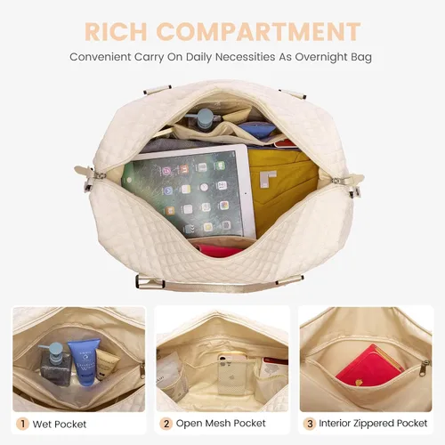 Miniatura 13 de LOVEVOOK Bolsa de fin de semana para mujer, bonita bolsa de viaje para gimnasio, bolsa de viaje con bolsa de artículos de tocador, bolsa