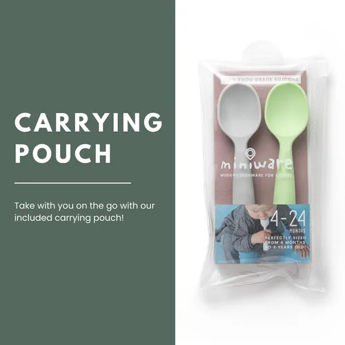 Miniatura 5 de Miniware Cuchara de silicona para bebé para entrenamiento, utensilios para bebés sin BPA, cucharas para bebés de 6 meses, 100% silicona de grado
