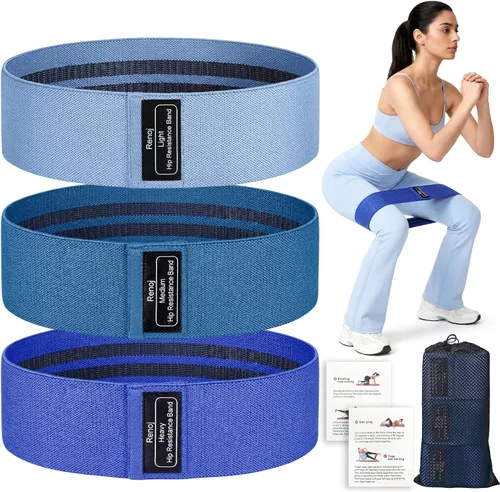 Miniatura 8 de Renoj Resistance Bands for Working Out: 3-Set Professional Exercise Bands for Pilates, Yoga, Home Gym, Booty, Leg Training Heavy/Medium/Light Negro