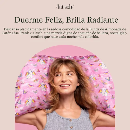 Miniatura 8 de Lisa Frank x Kitsch - Funda de almohada de satén con cremallera para cabello y piel, más suave que las fundas de almohada de seda, funda de almohada