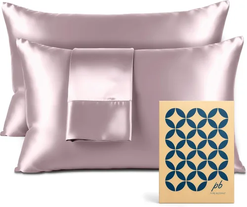 Miniatura 46 de Pure Bedding Sábanas de satén individuales [3 piezas, plateadas] Juego de sábanas sedosas de lujo para hotel, juego de sábanas de microfibra extra