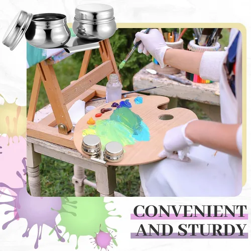 Miniatura 6 de Juego de 2 limpiadores de pinceles de acero inoxidable con doble inmersión para paleta, cepillo de pintura portátil para kits de limpieza de aceite