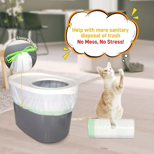 Miniatura 2 de Revestimientos para cajas de arena para gatos compatibles con el modelo de bandejas de arena de entrada superior, resistentes a desgarros, 25 bolsas