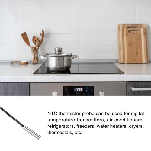 Miniatura 3 de Sonda de termistor NTC 5K de 6.6 pies de acero inoxidable impermeable con sensor de temperatura, [para transmisor digital de temperatura]