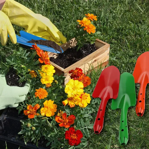 Miniatura 6 de Mini pala de mano de metal colorida de 11 x 3 pulgadas, juego de palas de excavación para trasplante de jardín para plantar plantas de plantas