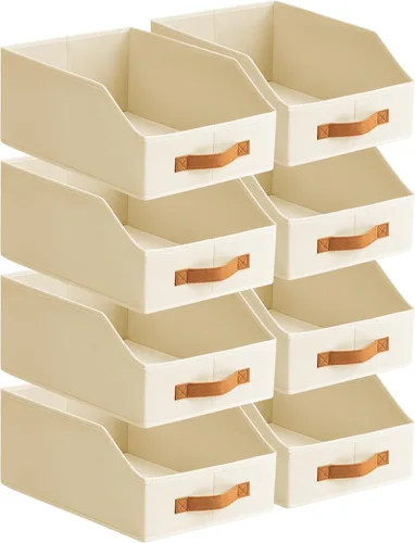 Miniatura 22 de Homsorout Contenedores de almacenamiento de tela para organizar, paquete de 6 cajas de almacenamiento grandes trapezoidales plegables con asa