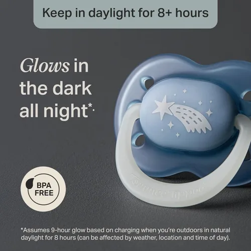 Miniatura 5 de Tommee Tippee Chupetes NightGlow de 18 a 36 meses, que brillan en la oscuridad, pezón simétrico, 100% silicona libre de BPA, aptos para lavavajillas