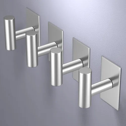 Miniatura 7 de VAEHOLD - Ganchos adhesivos de pared para toallas, resistentes, impermeables, de plata, para colgar abrigos, ropa, gancho de pared para armario
