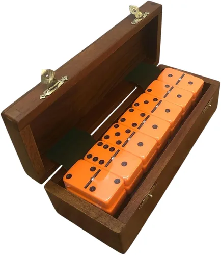 Miniatura 2 de Marion Domino Double Six White Jumbo Torneo Tamaño Profesional con Spinners en caja de madera Sheesham de cola de milano. Blanco