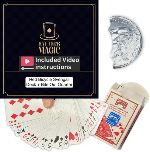 Miniatura 10 de Blue Back Svengali Deck and Bite Out Quarter Trick Kit incluye bandas de goma de repuesto