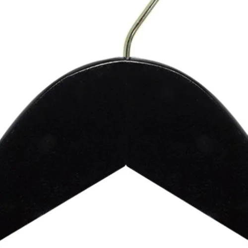 Miniatura 2 de NAHANCO Wooden Shirt Hanger, 17" - High Gloss Black with Gold Hook (Pack of 25)