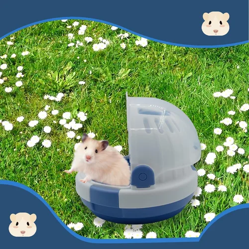 Miniatura 7 de Jaula transportadora para hámsters, jaulas portátiles para animales pequeños, estuche de viaje con botella de agua, plástico transpirable, jaula