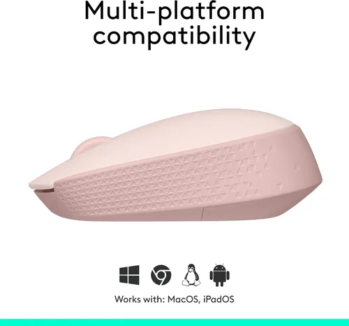 Miniatura 6 de Logitech Mouse inalámbrico M170 para PC, Mac, laptop, 2.4 GHz con mini receptor USB, seguimiento óptico, duración de la batería de 12 meses, Rosa