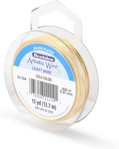 Miniatura 199 de Artistic Wire, alambre para manualidades de calibre 22 bañado en plata, resistente a las manchas, color cobre, blanco, 9,1 m