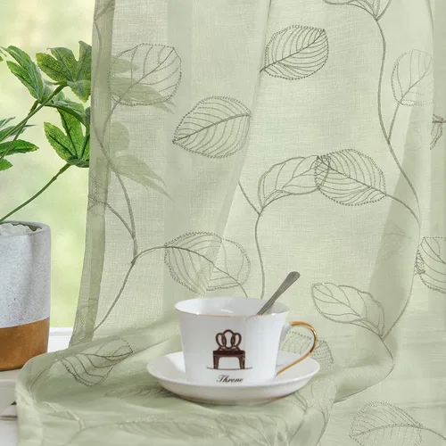 Miniatura 2 de Valance Cenefa de cocina con diseño bordado de hojas