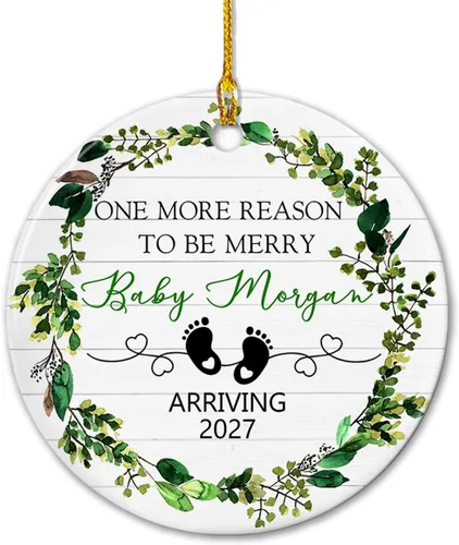 Miniatura 18 de Agregar foto Adorno de cerámica de la primera Navidad del bebé 2025, imagen personalizada del primer árbol de adorno de Navidad del bebé, adorno