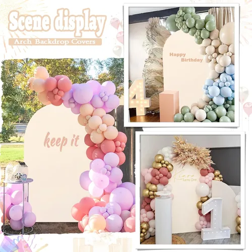 Miniatura 8 de Fundas de arco elásticas de 6 pies, color beige, para bodas, cumpleaños, baby shows, fiestas, banquetes