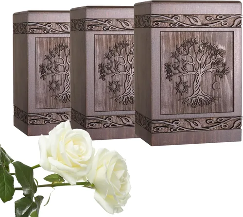 Miniatura 11 de Urnas de cremación para cenizas humanas adultas, masculinas y femeninas, cajas y ataúdes de madera tallada con mariposas para cenizas de hombres