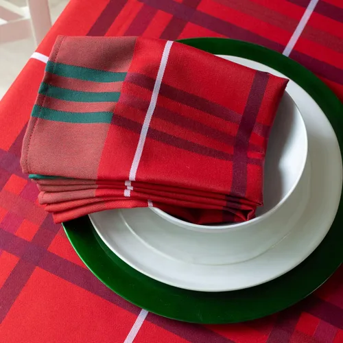 Miniatura 7 de Benson Mills Mantel de tela tejida teñida con hilo pesado, para entretenimiento navideño, invierno y Navidad