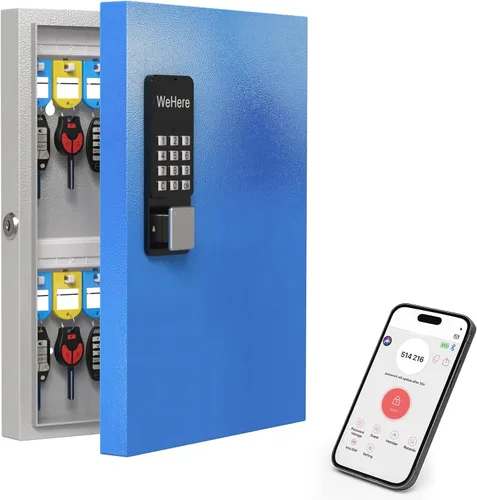Miniatura 10 de WeHere Caja de bloqueo de llave inteligente de 192 teclas para montaje en pared, gabinete de llaves comercial con aplicación, teclado, Bluetooth