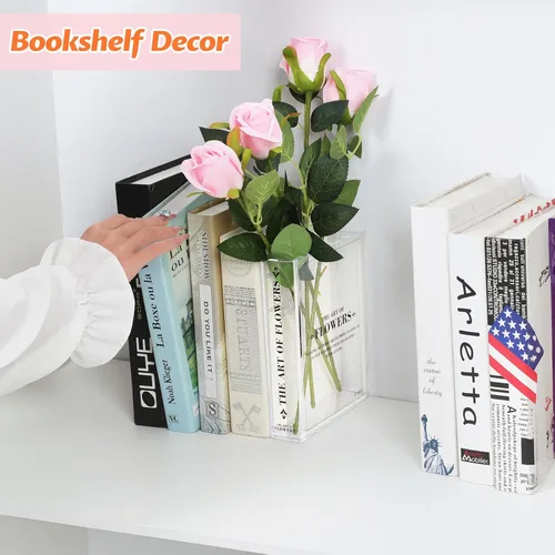 Miniatura 3 de Jarrón en forma de libro para flores, regalos para amantes de los libros, decoración estética de habitación, bonitos jarrones de flores e